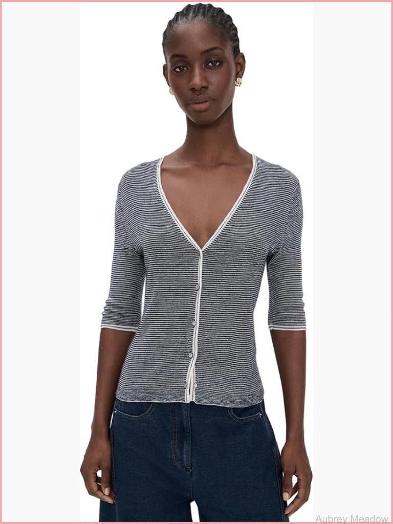 Off White Cashmere Silk V Neck Cardigan